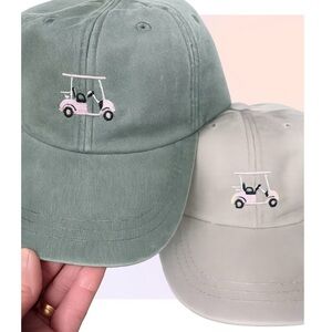 Embroidered Golf Cart Dad Hat - Olive Green